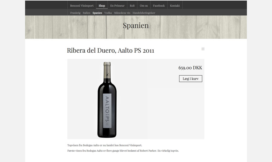 Benconi Vinimport produkt i webshop